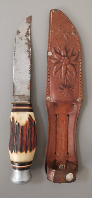 Altes Jagdmesser Gürtelmesser von Carl Wittgens Solingen  in Scheide ca. 21 cm
