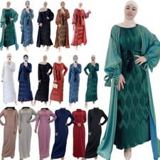 Muslim Women Dubai Long Maxi Dress Islamic Kaftan Evening Party Eid Abaya Caftan