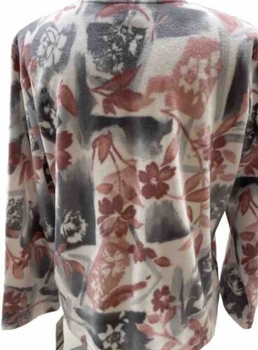 Alfred Dunner Women's Fleece Jacket Size XL NEW NWT Studded Pink Gray Floral - Afbeelding 1 van 5