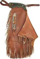 Western Chinks Leather Tooled Chaps (Trail Riding) for Adults Free Shipping