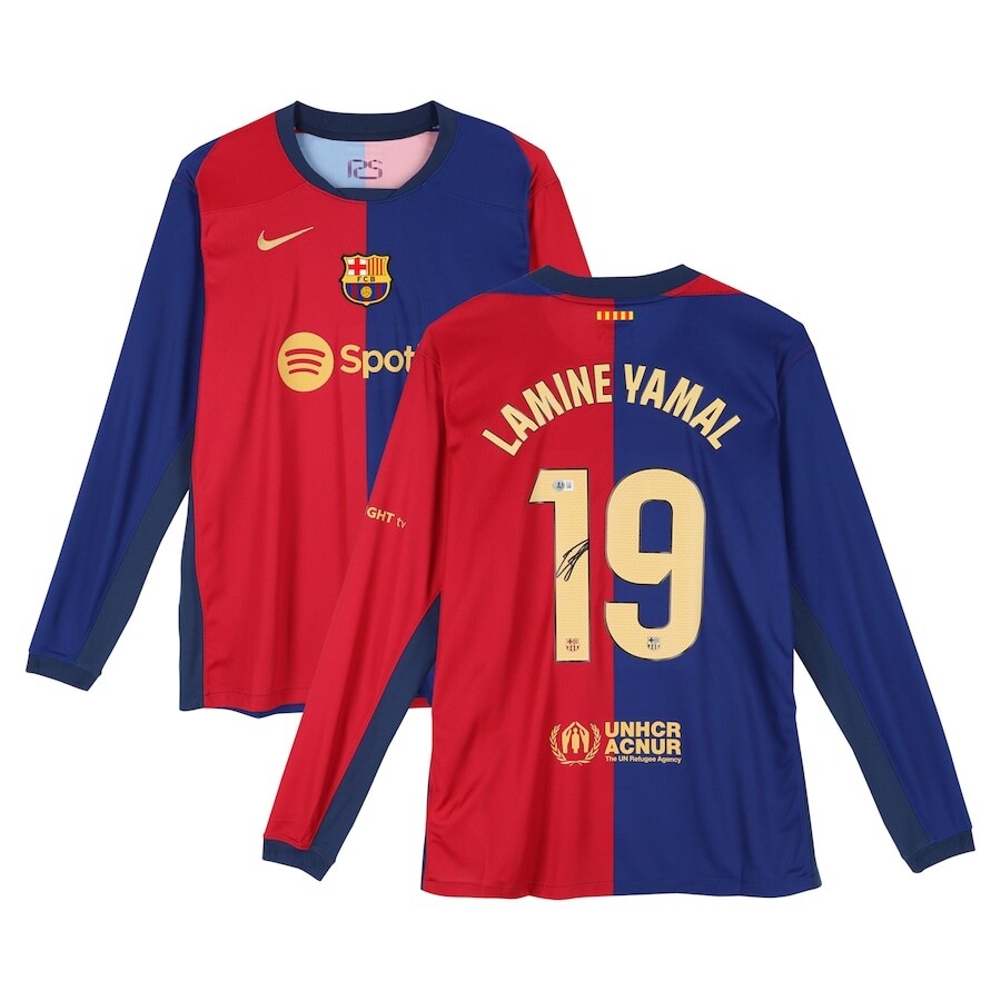 Lamine Yamal FC Barcelona Signed 2024-25 Red and Blue Long