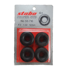 Stabo Silver Cub 4x Reifen Hinten 1:32 Vintage Auto Zubehör Rennbahn Set NEU OVP