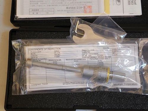 Mitutoyo Holtest Inside Micrometer Hole Bore Gage Gauge 0.425-0.5” / 0.0001"