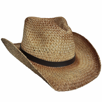 Fox Outdoor Strohhut mit Hutband Westernhut Cowboyhut hellbraun Square Dance