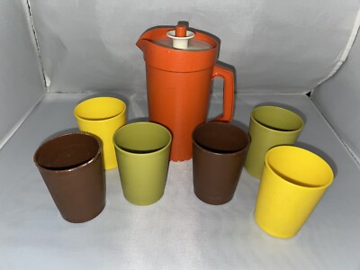 Vintage Tupperware Toy Dishes Pitcher & 6 Cups