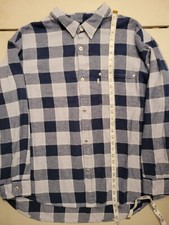 Levi's Levis Silver Tan Plaid Flannel Men Large Oversized Blue Tartan Buffalo