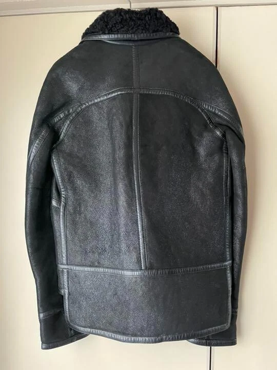 Balenciaga mouton blouson leather riders jacket size 44 S black