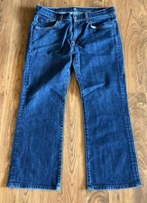 7 For Mankind Mens Sz 34 Jeans Relaxed Bootcut Straight Leg Blue Denim