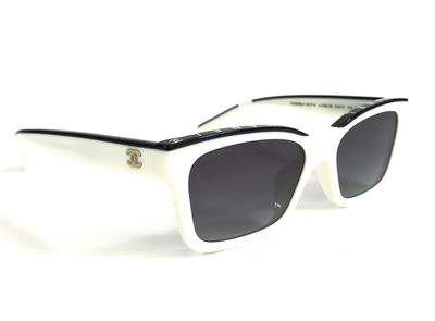 Chanel Sunglasses 5417-A c.1763/S6 White Black Cat Eye with