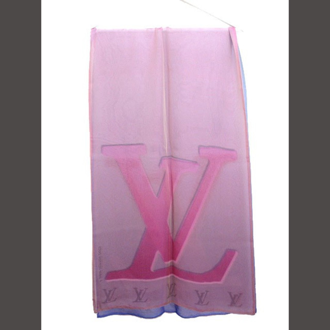 Louis Vuitton Silk Scarf Lv Logo Gradient Pink Blue