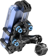 Motorcycle Phone Mount with Vibration Dampener  Secure Lock, Size Adjustable 