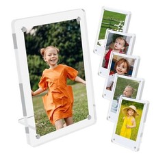 6 Pack Acrylic Magnetic Picture Frames 3x5, Refrigerator and Desktop 3X5 Clear