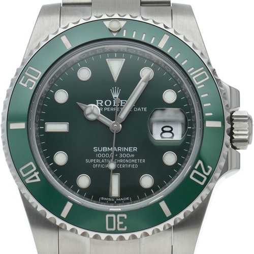 ROLEX Submariner Date Watch Green Mirrored Buckle 116610LV Stainless Steel m...