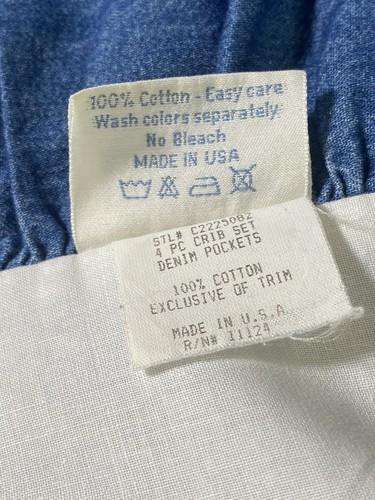 VTG GUESS HOME Collection Blue Jean Denim Crib Skirt Dust Ruffle 100% Cotton - Picture 15 of 16