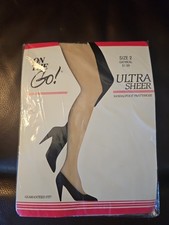 On The Go Ultra Sheer Pantyhose Oatmeal Vintage Ultra Sheer Sandalfoot Size 2