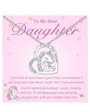 Lucky Unicorn Necklace to Girls, I Love You Gifts for Daughter To My Daughter