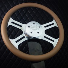 T01 16 Aluminum Steering Wheel Big Rig Tan Vinyl 1986-2006 Freightliner