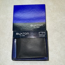 Buxton Emblem Genuine Leather Billfold Wallet, Black Dakota