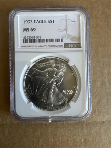 1992 $1 American Silver Eagle NGC MS69 Brown Label