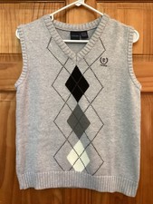 Izod Size M Gray Argyle Sweater Vest 100 Cotton Classic V-Neck Style Pullover