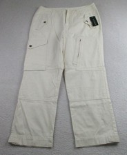 NWT Lauren Ralph Lauren Pants Womens 6 Beige Cargo Pockets Vista CR Snap Button