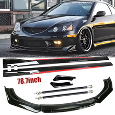For Acura Rsx Dc5 02-06 Glossy Black Front Bumper Lip Splitter Side Skirts Rear