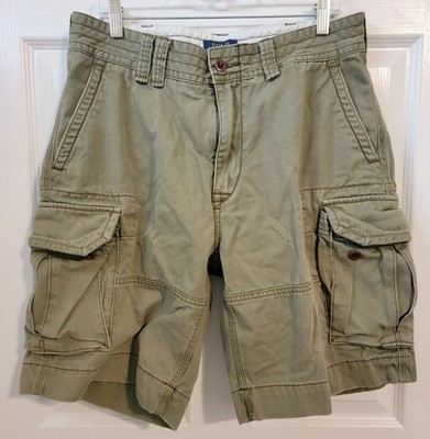 Polo Ralph Lauren Cargo Shorts Mens 34 Green Baggy Chino Pockets EUC Heavy Duty