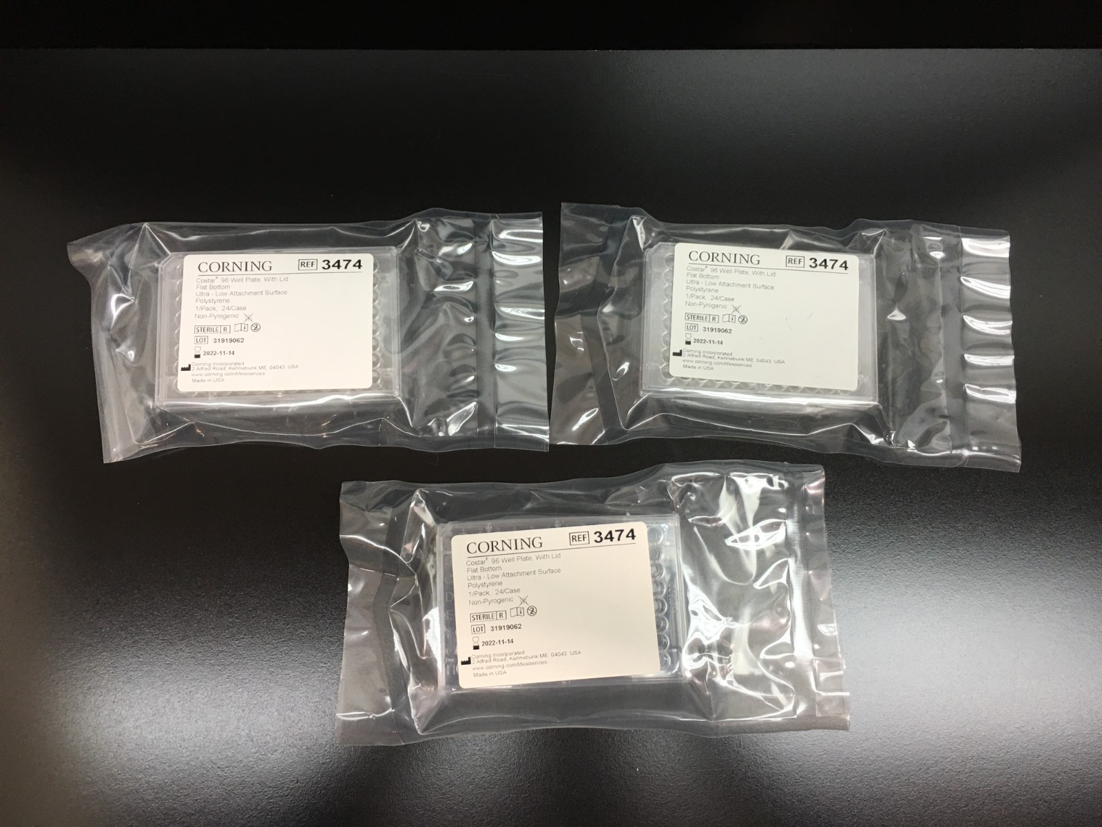 Costar REF 3474 Culture Plate w Lid 96 Well Individually Sealed Lot 3 PCS