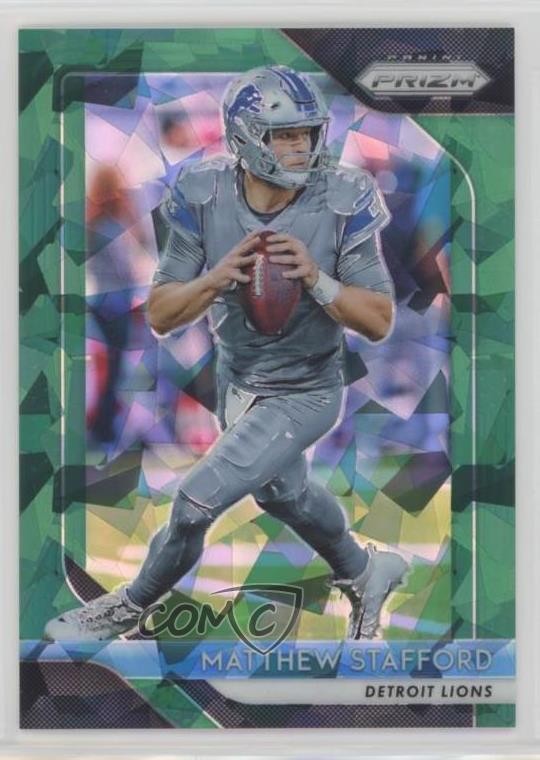 2018 Panini Prizm Green Crystals Prizm 28/75 Matthew Stafford #133 5sf