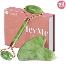 IcyMe Gua Sha  Jade Roller Facial Tools Face Roller and Gua Sha Set for Puff...