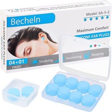 Reusable Silicone Ear Plugs, Waterproof Noise 10 Count Pack of 1 , Blue