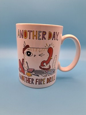 Cats At Work ''Another Day Another Fire Drill'' Funny Coffee/Tea Cup Mug