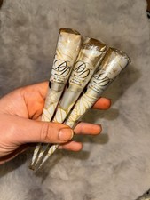 5x  ORGANIC HENNA MEHNDI CONES FRESH HANDMADE WITH ESSENTIAL OILS 0.32mm Tip 20g