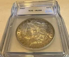 1887-P MORGAN SILVER DOLLAR ICG AU 58
