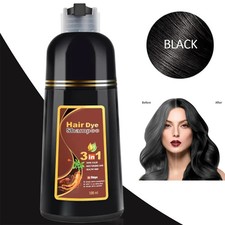 Black Hair Dye Shampoo 3 in 1 for Women/Men for Gray Coverage Instant Hair Color