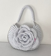 Borsa, uncinetto, glitter, estate, fatta a mano, fiore rosa, mega fiore, donna