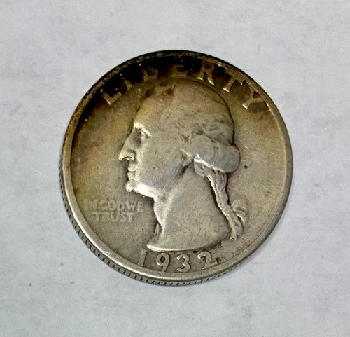 1932-D Silver Washington Quarter, VG Details, Cleaned, Key Date!