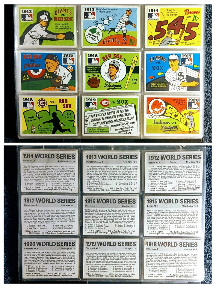 Juego completo de cartas Fleer Laughlin Serie Mundial 1968 * Espalda negra * Grado medio-bajo Foto 3 de 4