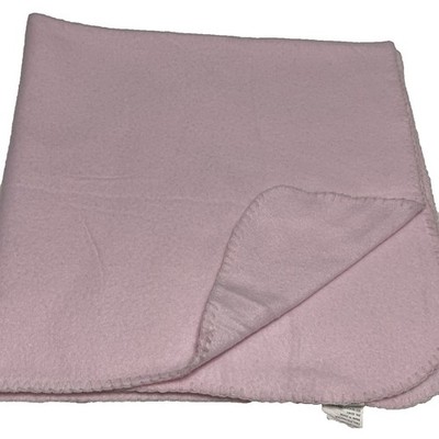 Regent Solid Pink Baby Blanket Fleece Receiving Blanket Stitch Trim Lightweight