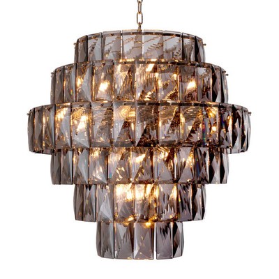 Eichholtz Chandelier Amazone L Nickel Finish Smoke Crystal Glass *IN STOCK*