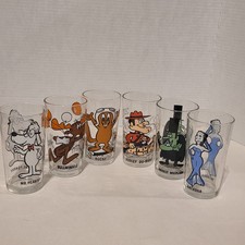 Vintage 1973 Pepsi Collector Series Glasses Lot of 5 Jay Ward Black Letters PAT