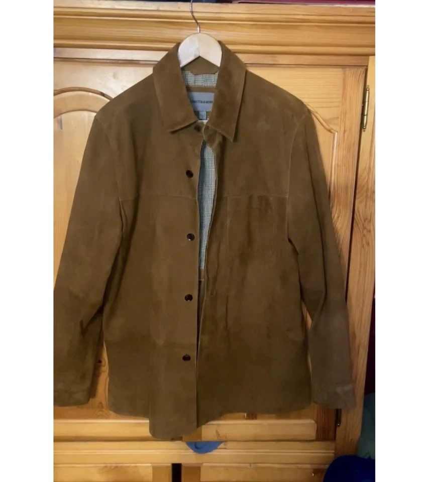 Chaqueta bomber de gamuza con cremallera completa Johnston & Murphy para hombre Foto 2 de 4