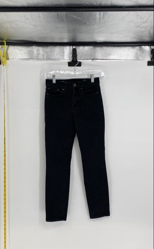 J.Crew Womens Black Dark Wash Lookout Denim High-Rise Cropped Jeans Size 25