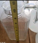 Clear Glass Pitcher Ribbed Juice Water Milk Jar Bottle Jug With Handle VTG