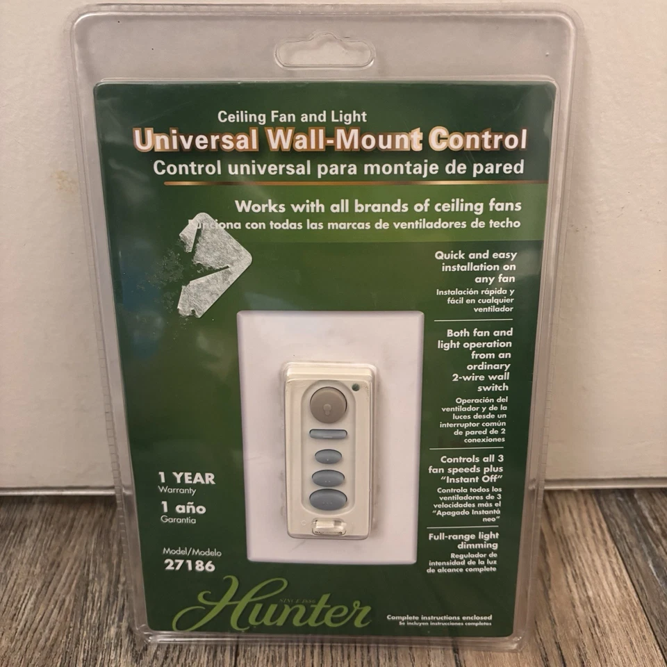 Hunter 27186 Ceiling Fan & Light Wall-Mount Control Dimmer Sealed Package - Image 4 of 4