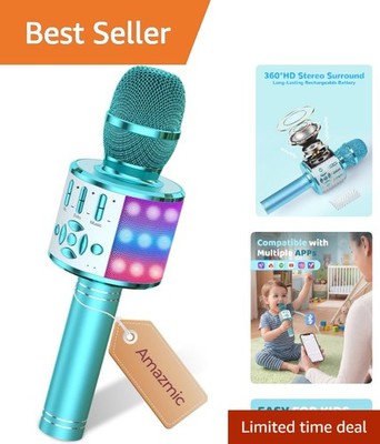 Portable Kids Karaoke Machine with LED Lighting   Perfect for On-the-Go Singing