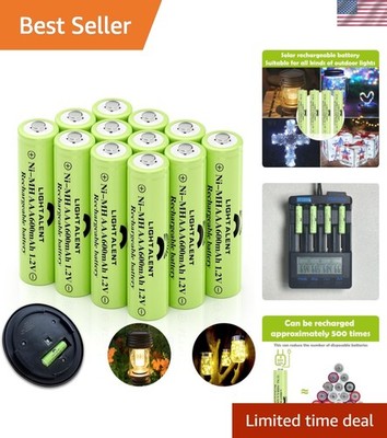 Reliable 12-Pack Ni-MH AAA Rechargeable Batteries for Solar Lighting & Toys