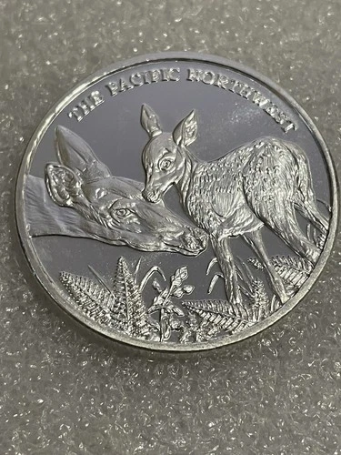 The Pacific Northwest Baby Deer- 1 Troy Oz .999 Fine Silver Round-MPM