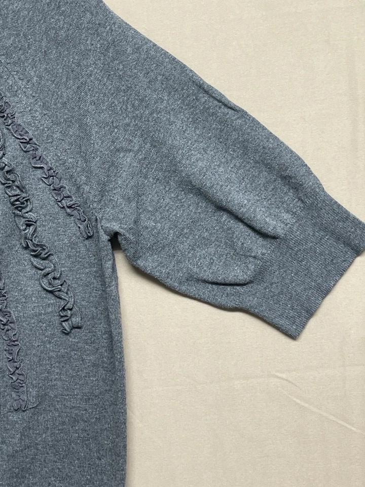 Cárdigan con botones Covington suéter con volantes de encaje para mujer talla L media manga gris Foto 4 de 4