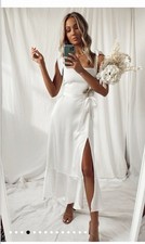 Show Me Your Mumu Garden Midi Dress Luxe Satin Ivory Women’s S Medium
